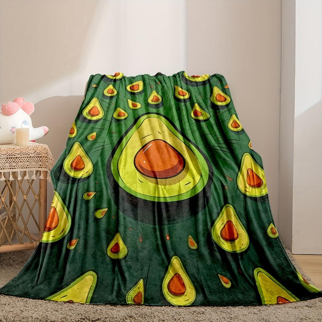 Cartoon Avocado Blanket Flannel Multi-Functional Towel Quilt Four Seasons Air Conditioner Blanket Lunch Break Shawl Fleece Blanket