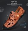 Men's 2024 Breathable Genuine Leather Summer Beach Sandals – Soft Sole, Hollow Design.