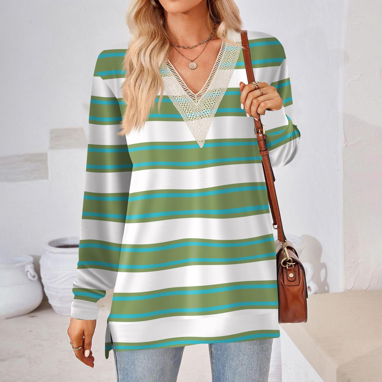 

Женские топы Свободные свободные футболки с длинными рукавами контрастного цвета и разрезом Женские топы S зелёный