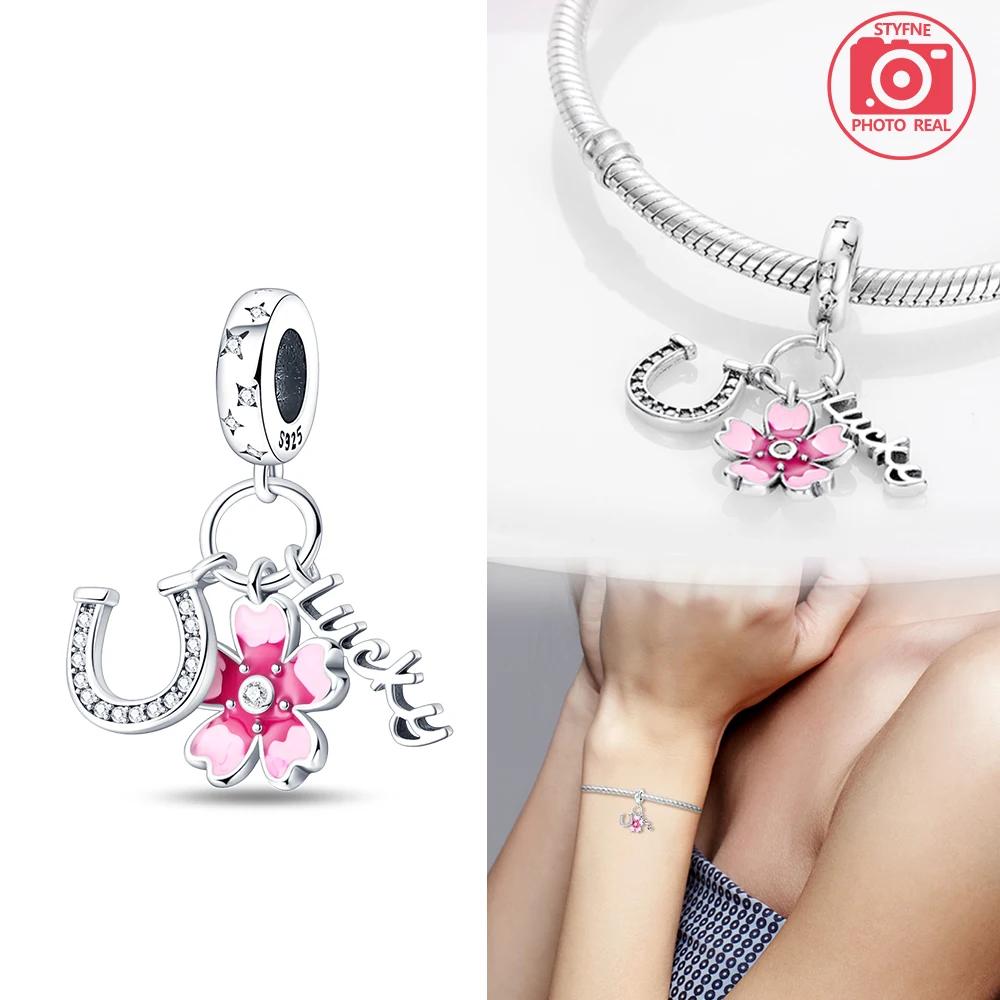 New Copper Colors Pink Small Flowers And Round Beads Fit Copper Colors Original Bracelets Diy Birthday Jewelry Gift