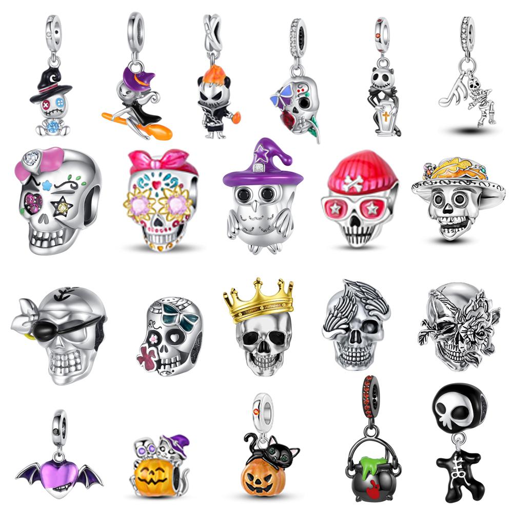 Funny Copper Pirate Skull Bathalloween Series Dangle Charm Fit Original Bracelet Diy Festival Gift Jewelry Making