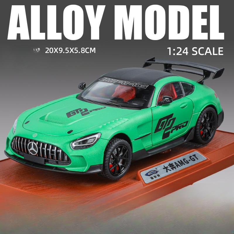Simulation 1:24 Benz AMG-GT Super Car Model with Sound and Light Collection Diecast Miniature Voiture Home Decor Boy Car Toy