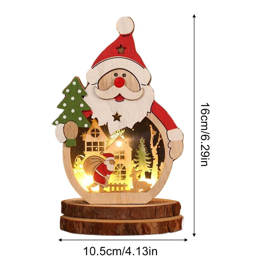 Świąteczne Drewniane Dekoracje LED Świecące Drewniane Ozdoby Świąteczne w Kształcie Świętego Mikołaja na Radosne Obchody