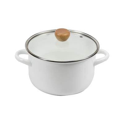Pearl Metal Curry Pot 20cm Enamel with Glass Lid, IH Compatible, Only One Stage HB-6164