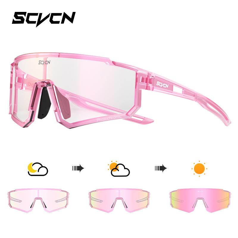 SCVCN Blaue Photochrome Radsportbrille UV400 Sonnenbrille für Herren Radsport Straße MTB Fahrradbrille und Damen Freizeit Wandern Winddicht