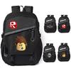 Unisex Roblox Pattern Canvas Backpack With Durable Material And Multiple Storage Compartments