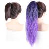 Ponytail Long Kinky Curly Hair Ribbon Ponytail Extension Rainbow Colorful Ombre Color Ponytails