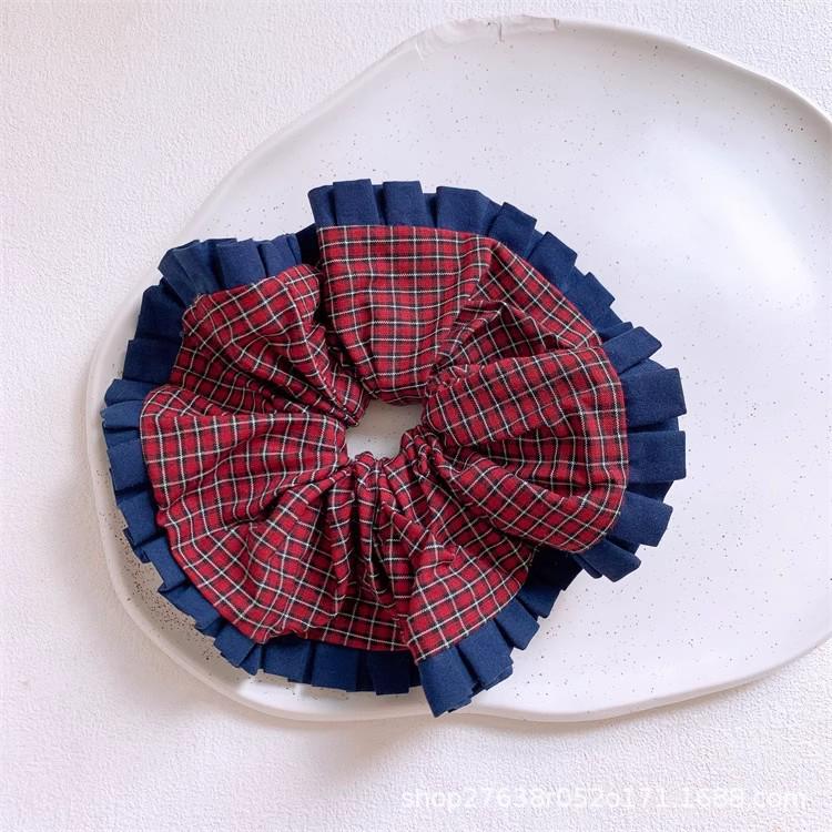 Детская резинка-скранчи в клетку с кружевом: Сладкая Девочка Эластичный Держатель для Хвоста