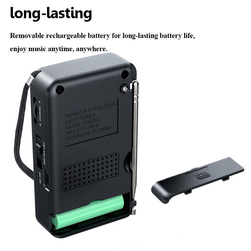 Mini Portable Full Band Radio High Sensitivity FM AM SW Radios Receiver with Retractable Antenna Support 3.5mm Headphones Play