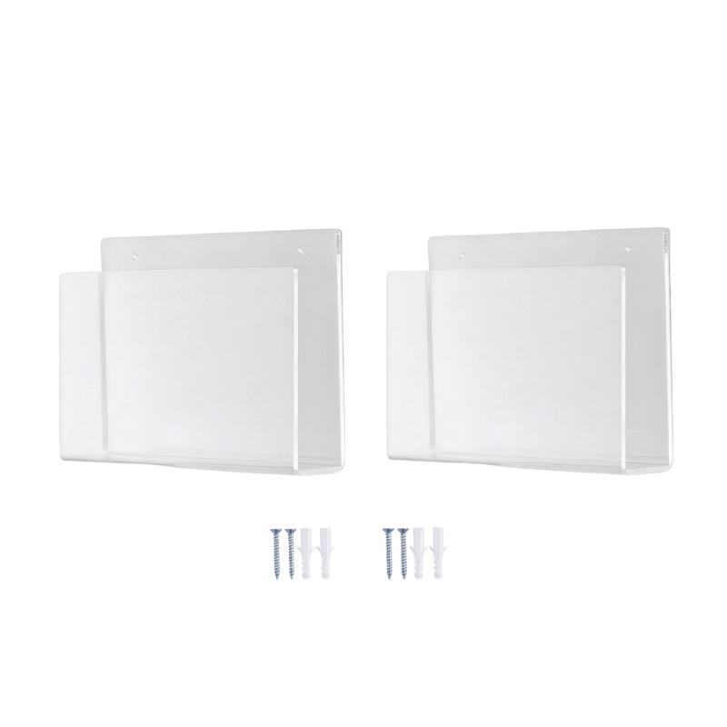 Clear Acrylic Magazine Wall Holder Space Saving Organizers for Books and Documents