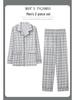 Men's Plus Size Long-Sleeve Plaid Cotton Pajamas for Spring & Autumn, Suitable for Outdoor Wear.