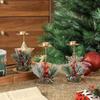 Golden Christmas Candle Holder Xmas Tree Snowflake Iron Candlestick Simulated Pine Needles Desktop Ornament Christmas Decor
