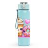1PC Sweet Drink Donut Dessert Cartoon Print 750ml Color Plastic Sports Water Bottle Leakproof Flip Straw Lid Suitable for Sports Office Home Use
