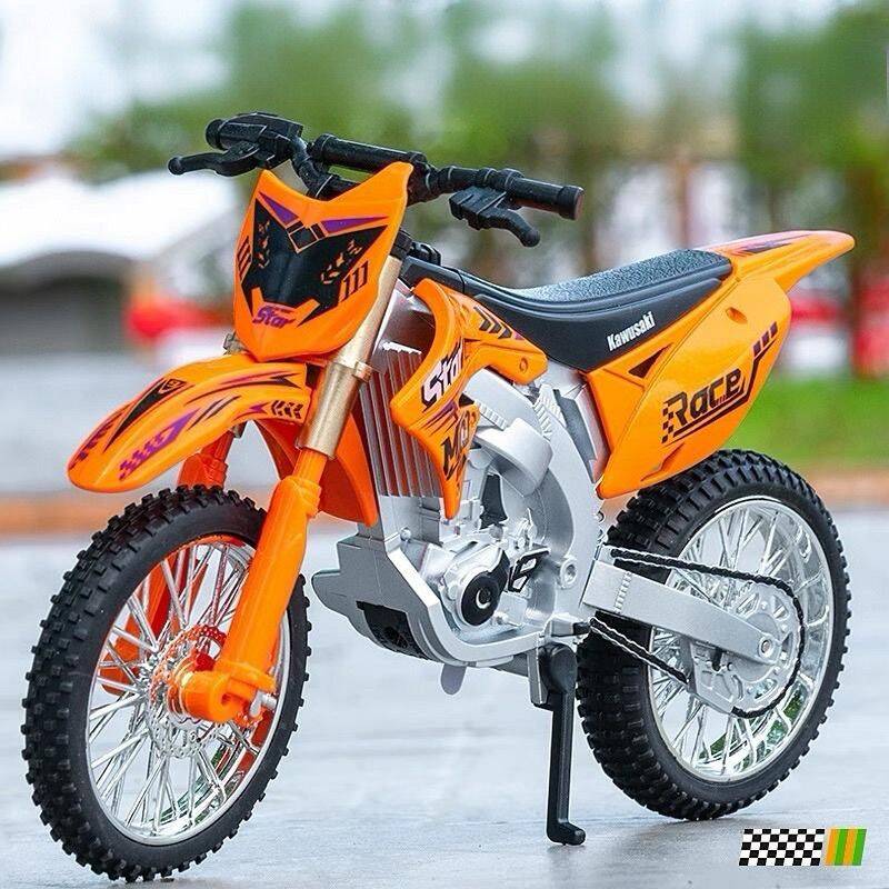 1/10 Kawasaki KX450 Alloy Sports Motorcycle Model Diecast Metal Street Crosscountry Racing Motorcycle Model High Simulation Kids Toy Gift