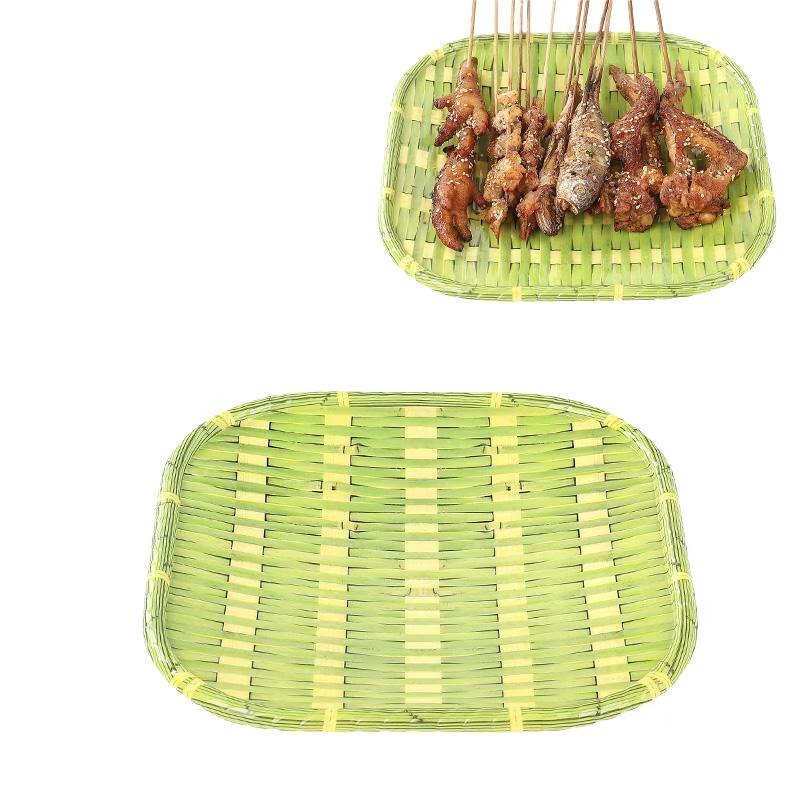 Qianxing Melamine Imitation Bamboo Weave Serving Plates, Set of 5