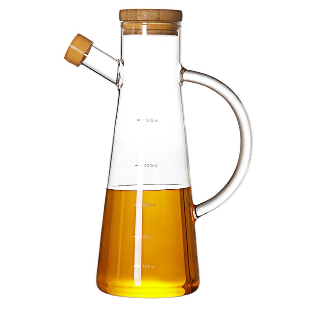 500/800ml Cooking Seasoning Bottle Dispenser Glass Olive Oil Sauce Vinegar Pot Bottles with Handle Lid Kitchen Cooking Container