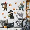 Spooky Farmhouse Party Decor Halloween Wall Sticker, Pumpkin Witch Skeleton Printed, Self-adhesive Waterproof Autumn Harvest Stickers PVC Decals, for