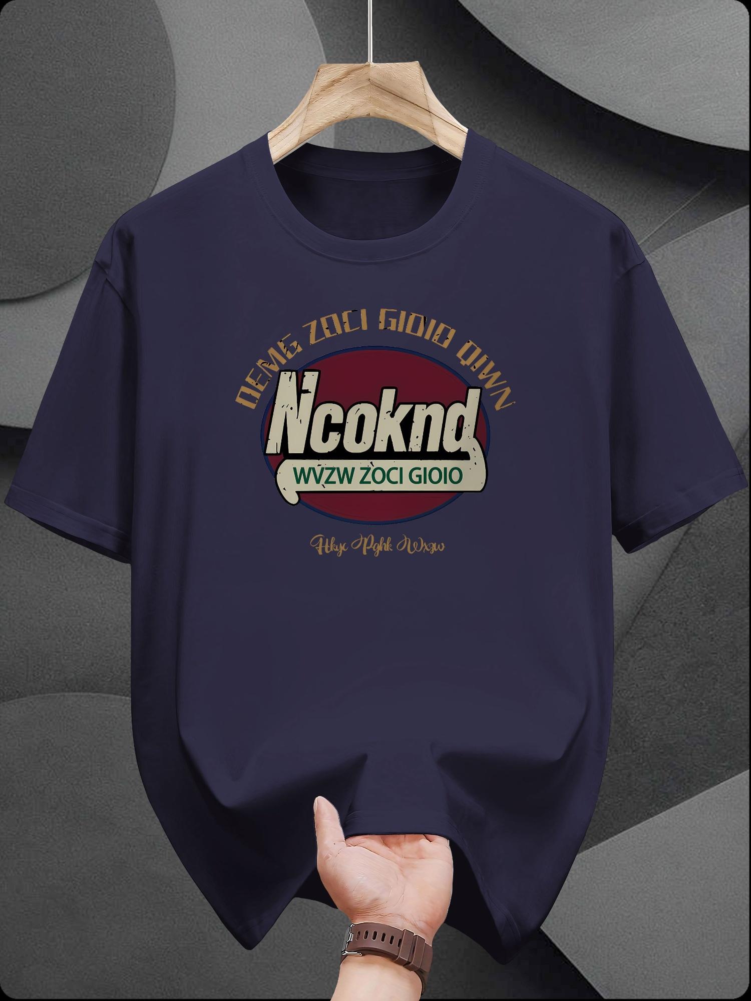 Casual Cotton T-shirt with Bold  NCKIND  Print - Short Sleeve M