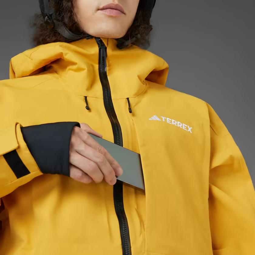Adidas Terrex Techrock 3-Layer Post Consumer Nylon Rain.Rdy Jacket Loose Letter Print Hooded Long Sleeve Jacket Men Jacket Yellow IB1086