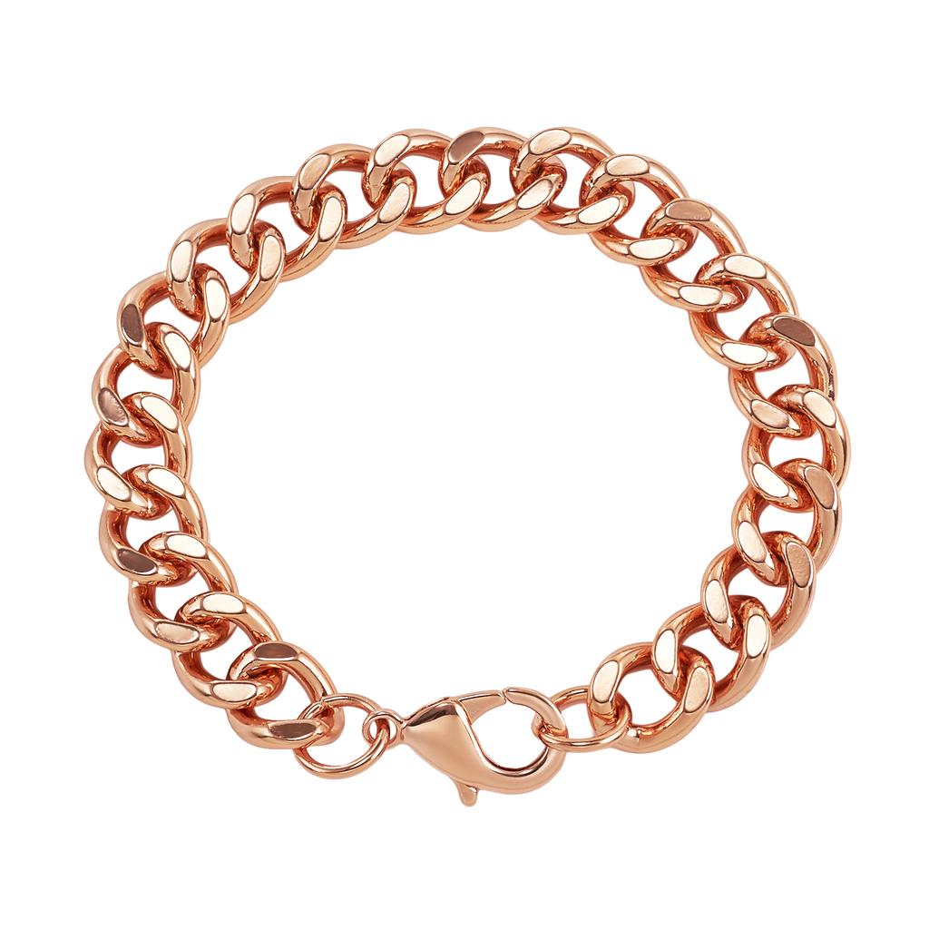 Vinterly Cuban Chain Pure Copper Bracelets for Men Women Adjustable Lobster Clasp Punk Anti-scratch 7-10.5 Inch Jewelry Charm
