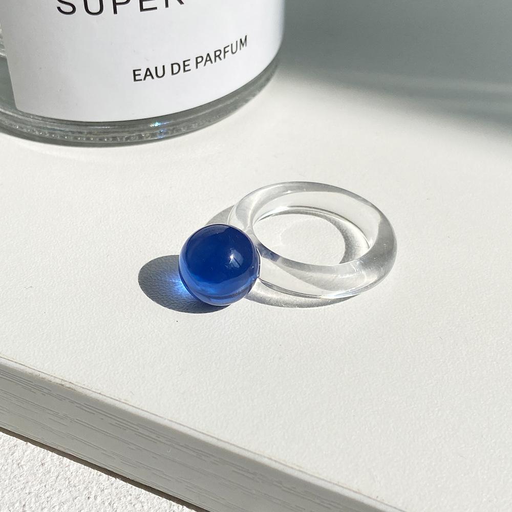 Anello da Dito Geometrico Rotondo Trasparente Colorato alla Moda in Vetro di Cristallo per Donne Amici Accessori Gioielli per Feste Estive
