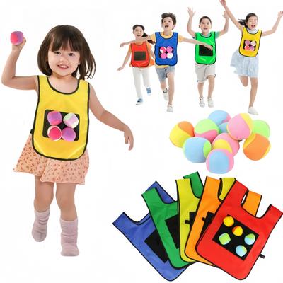Children's Outdoor Sports Game Toy Set with Ball Vest Adhesive Throwing Toy Party Interactive Throwing Target Game