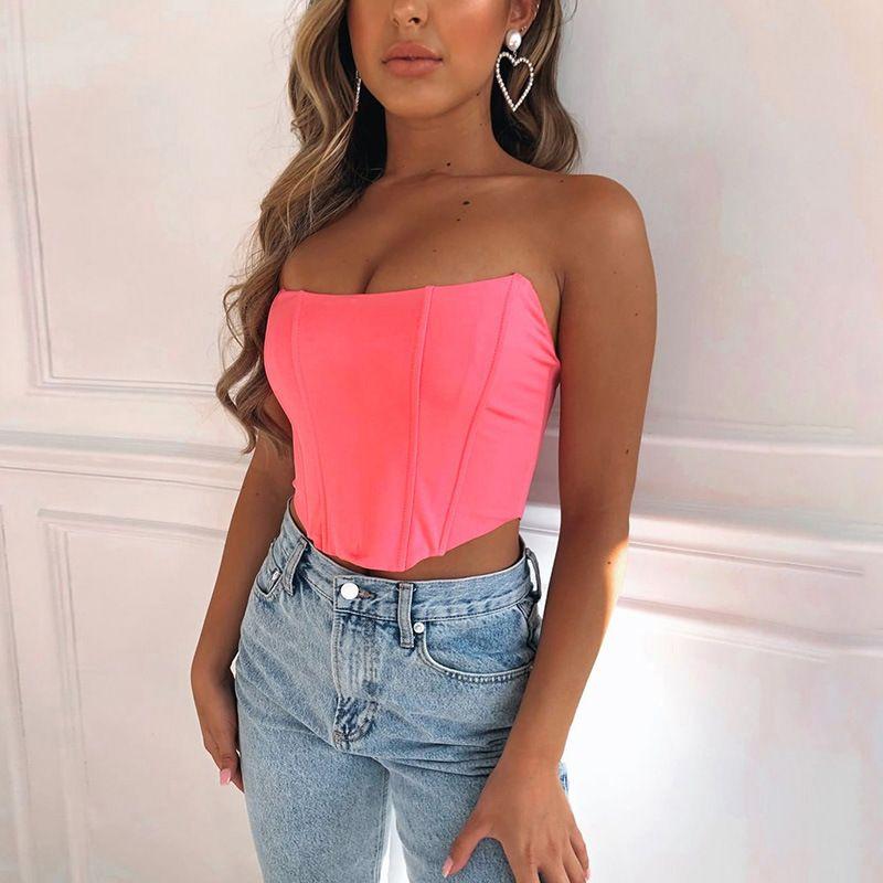 Fashion Sexy Style Waist Trimming Short Fishbone Tube Top Tops Women's Inner Match Sexy Backless Wrap Chest Vest Waist Corset