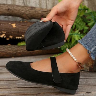 Spring and Autumn New Mary Jane Flats Retro Single Shoes One-word Buckle with Shallow Mouth Small Leather Shoes Women