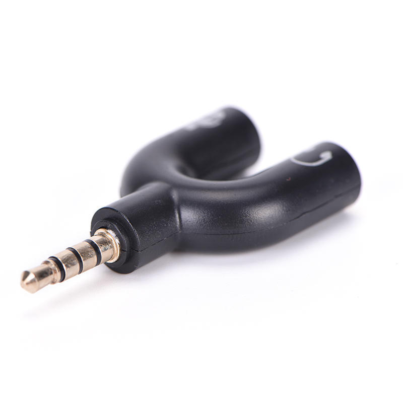 3.5Mm Black Stereo Splitter Audio To Mic & Headset Jack Plug Adapter For Phone