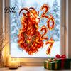 2027 New Year Decorations of Goat Window Cling, Lunar Zodiac Glass Sheep Decals Sticker, Flame Style Spring Festival Door Decor for Home Shop Festive