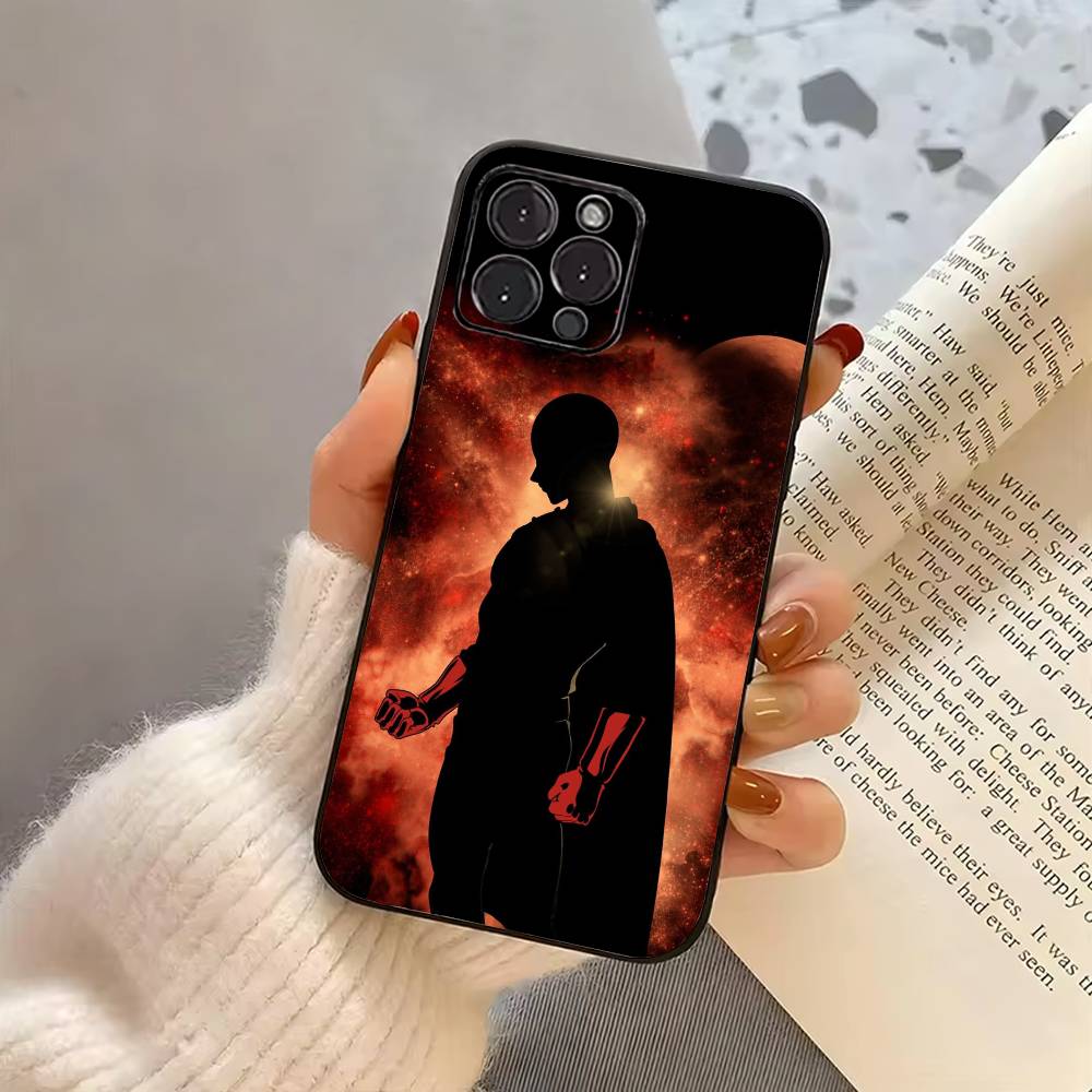 O-One P-Punch Man-OPM Phone Case For iPhone 17, 16,15,14,13,12,11 Plus,Pro Max, Others Soft Black Cover