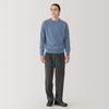 MUJI Washable Milan Rib Crew Neck Size AA0QYA4A Men's Sweater, Blue, L,