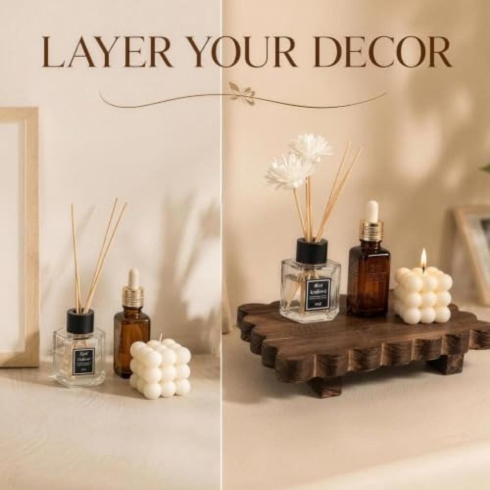 Solid Wooden Storage Tray Decorative Wooden Decorative Pedestal Wooden Plant Stand  Kitchen Display