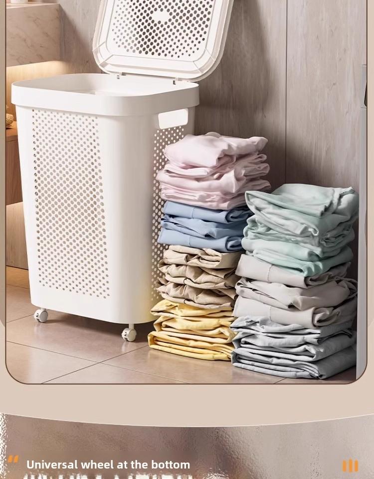 Large Capacity Laundry Hamper with Lid - Dirty Clothes Storage Basket for Bathroom