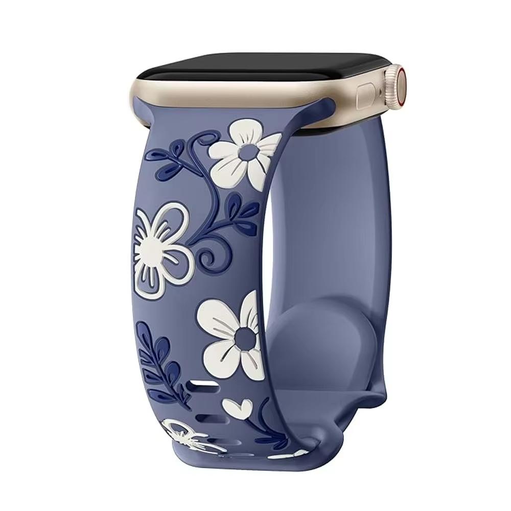 Silicone Engraved Strap For Apple Watch Bands 46mm 40mm 44mm 42mm 41mm 45mm Correa Bracelet iWatch Series 11 SE 10 9 8 7 6 5 4 3