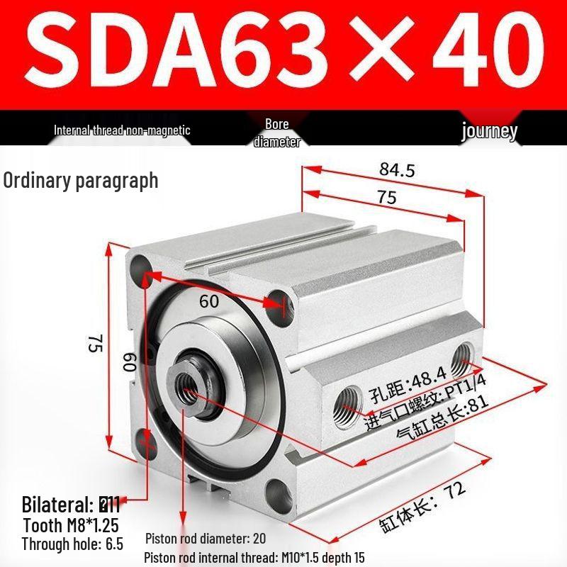 SDA Series Pneumatic Cylinders: Sizes 12 to 100mm, Stroke 35 to 90mm