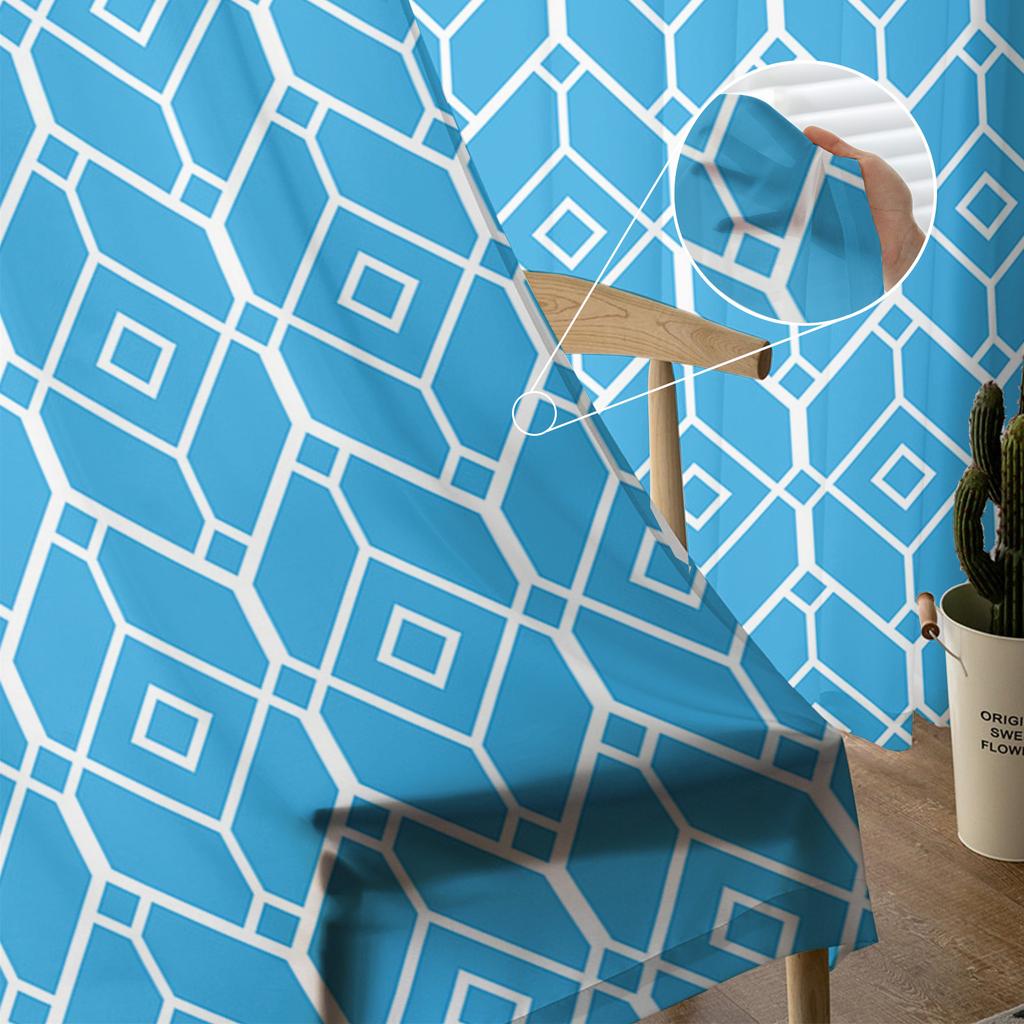 Geometrische Textur Grafiken Himmel Blau Sheer Vorhänge Für Wohnzimmer Schlafzimmer Wohnkultur Küche Tüll Für Windows Voile Vorhänge