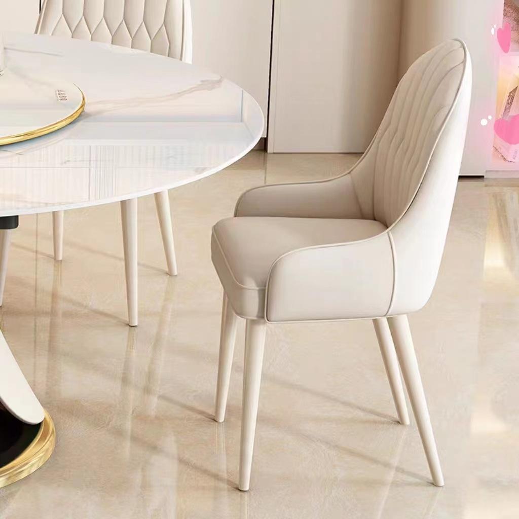 Leichter Luxus Echter Leder Esszimmerstuhl mit Rückenlehne Freizeit Make-up Büro Café Weicher Polsterstuhl Esszimmer Möbel