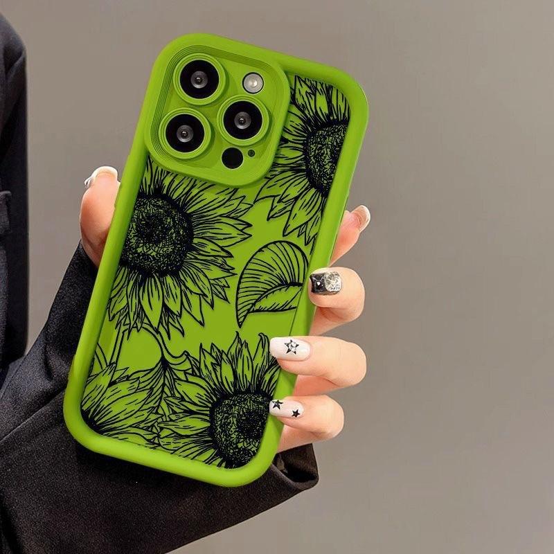 Line Sunflower for iPhone16 ProMax Case 14 Apple 13 Scrub 12/15 Premium 11