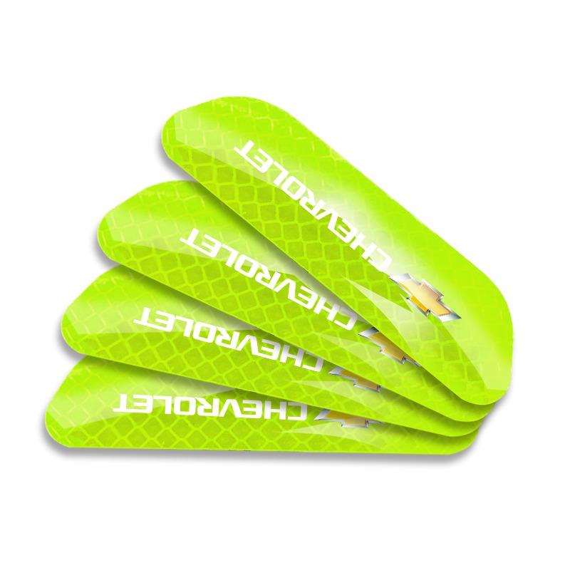 4PCS Car Door Safety Warning Reflective Mark Sticker Emblem for Chevrolet Camaro Trax Blazer Cavalier Onix Aveo Silverado Malibu Captiva