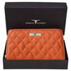 Prošívaná oranžová kožená peněženka/psaníčko/kabelka Grace pro ženy
