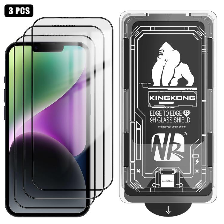 3 Stück staubfreie 3D-Kanten HD galvanisierte explosionsgeschützte gehärtete Glasfolie für iPhone 13 Pro Max, Anti-Fingerabdruck-Bildschirmschutz