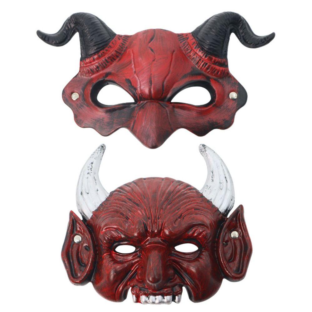 Demon Goat Horn Mask Cattle Cosplay Masquerade Creative Halloween Mask  Unisex