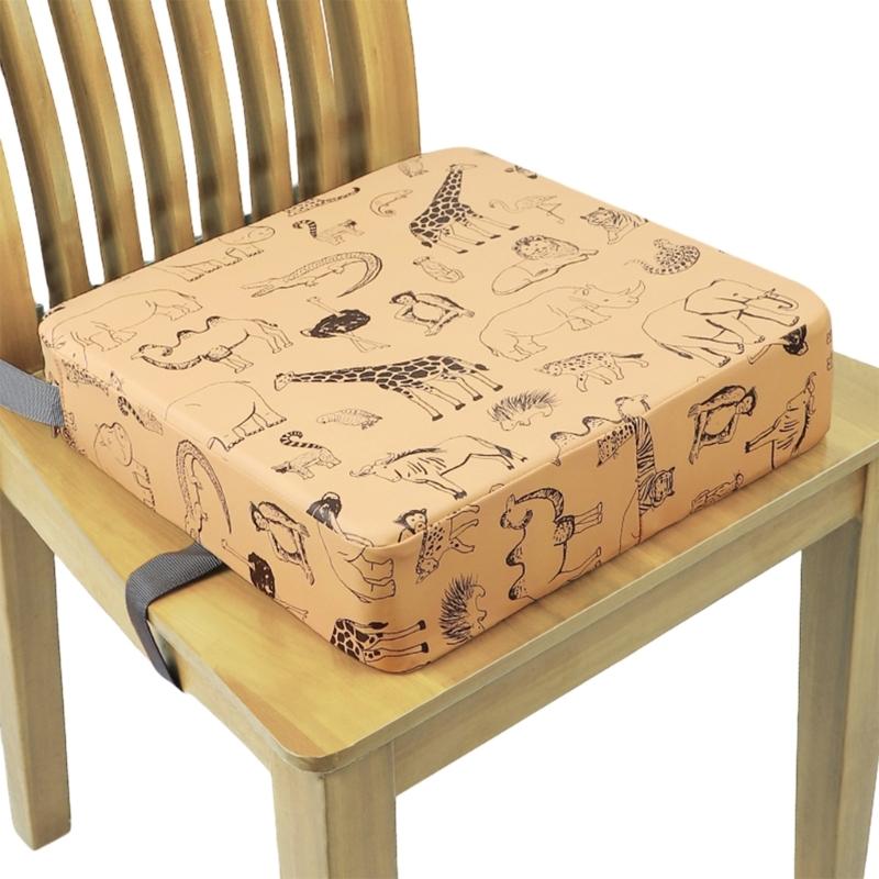 Booster Seat for Dining Table Printed Pattern Kids Booster Seat with Safety Buckles Anti-Slip Bottom Heightening Cushion