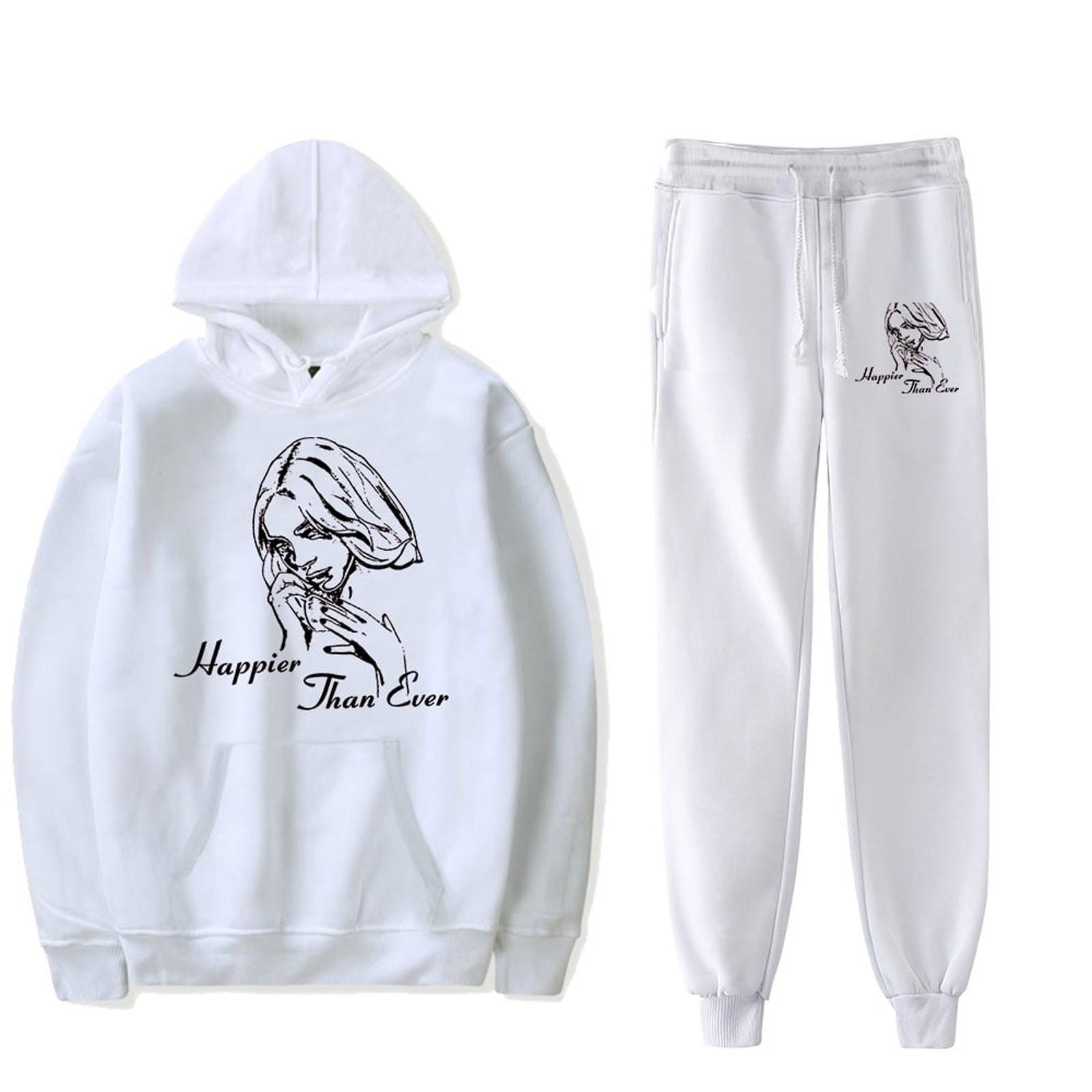 

Женский спортивный спортивный костюм с капюшоном, комплект из двух предметов для бега, пуловер с длинными рукавами, толстовка + спортивные штаны, унисекс M белый