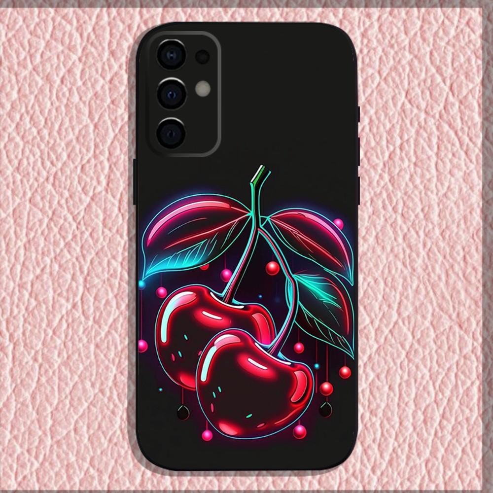 Kirschen Kirschfrucht Handyhülle Für Samsung S24,S21,S22,S23,S30,Ultra,S20,Plus,Fe,Lite,Note,10,9,5G Schwarz Weiche Hülle