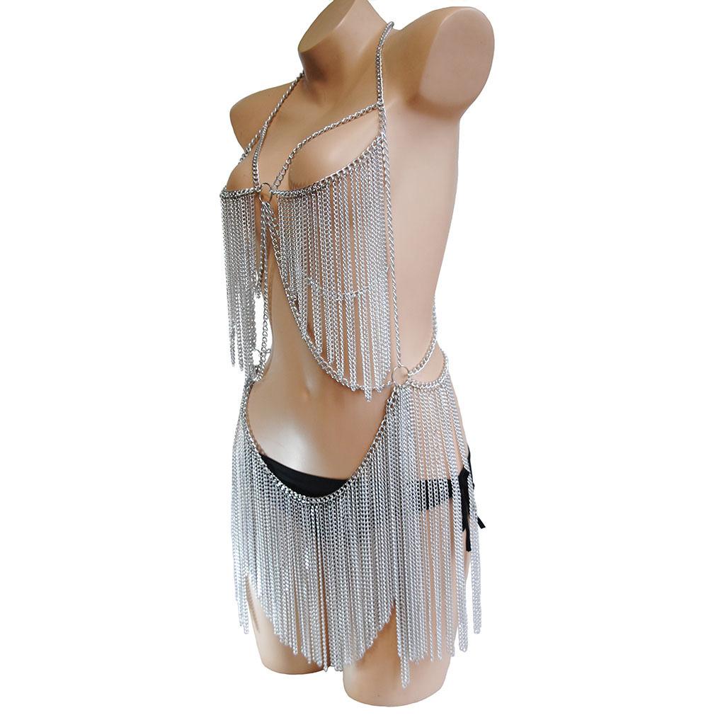 European and American Sexy Chest Chain Hanging Neck Set for Women, Nightclub Performance, Body Chain Tassel