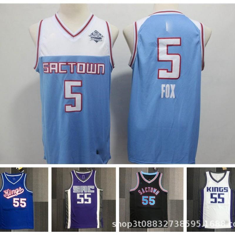 Męska Koszulka do Koszykówki Retro Sacramento Kings Williams 55 Fox 5 Webber 4 Styl Draftu Koszulka Treningowa