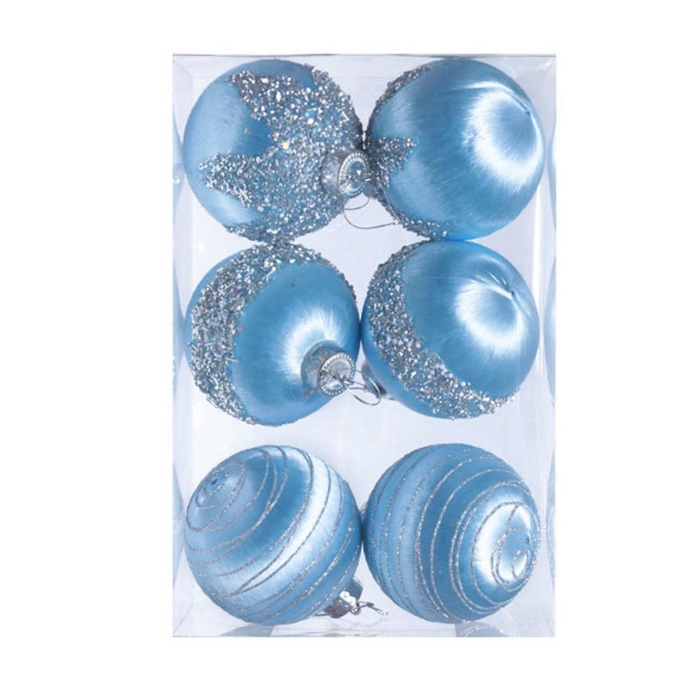 6Pcs/Box Electroplated Painted Ball Christmas Tree Ornament DIY Crafts Painted Plastic Christmas Gifts Boxes Pendant Pendant