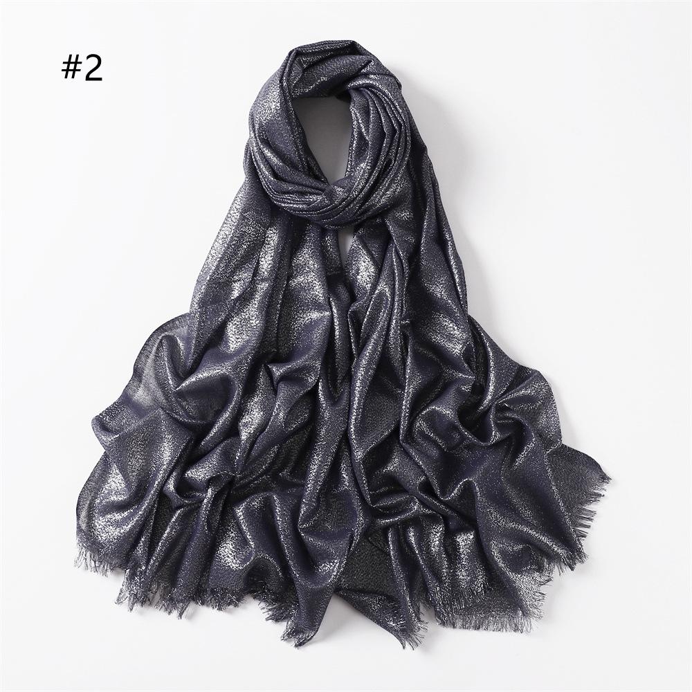 Elegant Two-End Tassel Scarf: Solid Color with Gold and Silver Threads